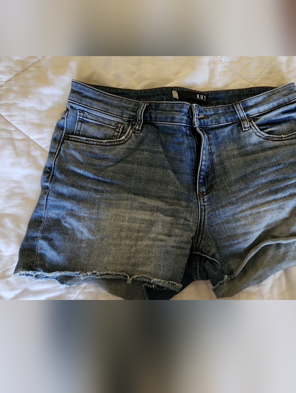 Kut from the Kloth Distressed Blue Denim Shorts